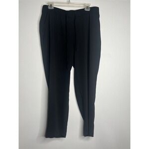 Loft Pull on Pants Womens Size Medium Black Drawstring Waist Casual Career